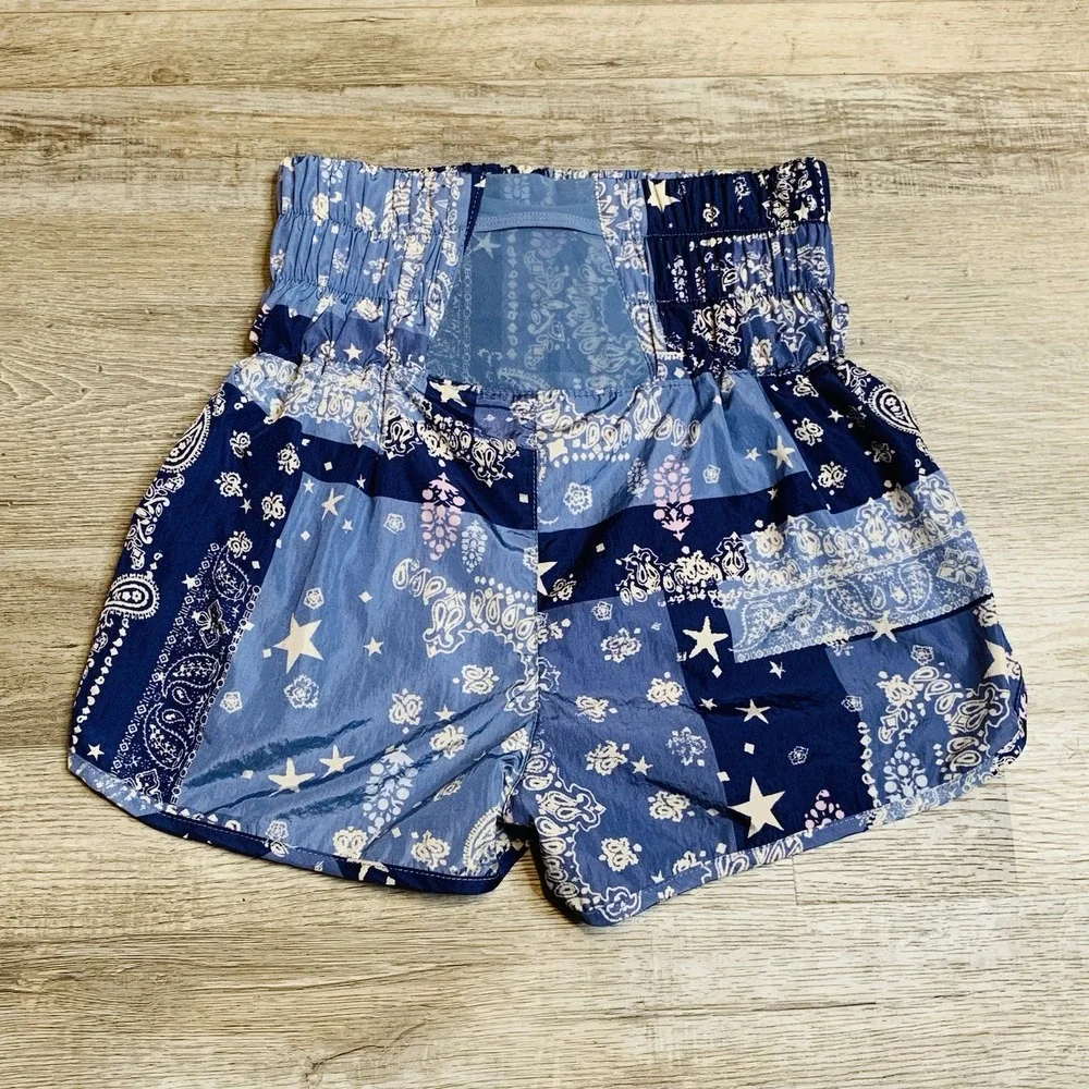 Free People Movement Womens Size XS The Way Home Blue Bandana Paisley Shorts - Picture 5 of 5